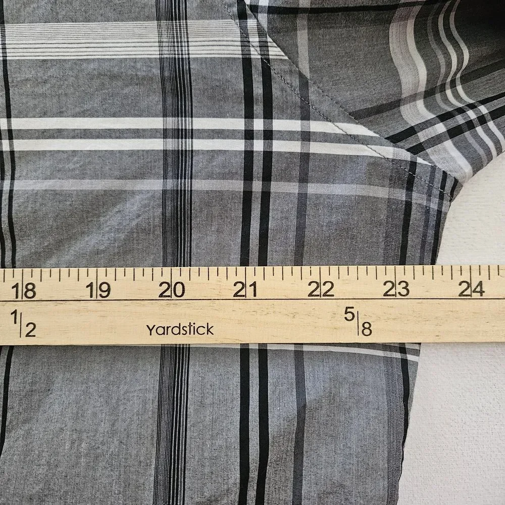 Theory Shirt Mens XL Black Grey Plaid Long Sleeve Button Up Cotton Preppy Office